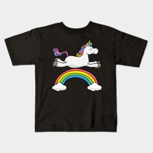 Unicorn with Rainbow and Clouds Kids T-Shirt